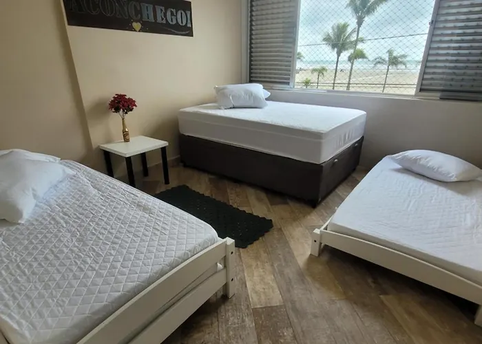 Apartamento Aconchego Frente Mar - Vila Guilhermina Praia Grande Sp - Cozinha Completa - Climatizador De Ar - Tv A Cabo - Wi-Fi